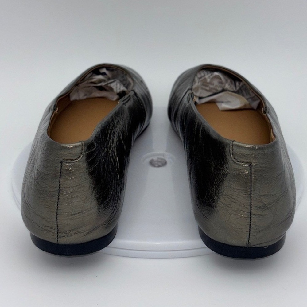 MADEWELL Gold Ballet Flat Shoe Metallic Pewter Leather Round Square Women's 11 - Picture 5 of 11